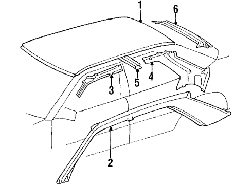 1987 Mercedes-Benz 260E Roof & Back Glass Diagram