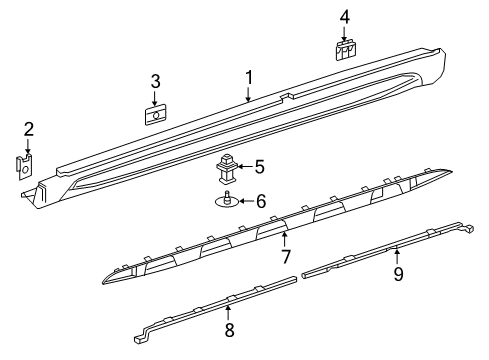 Rocker Molding Diagram for 156-698-08-54