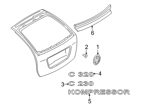 2004 Mercedes-Benz C230 Exterior Trim - Lift Gate Diagram