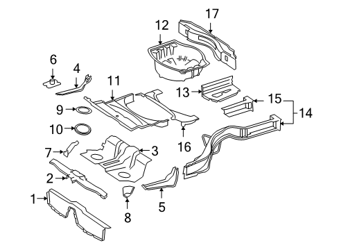 2008 Mercedes-Benz CL550 Rear Body - Floor & Rails Diagram