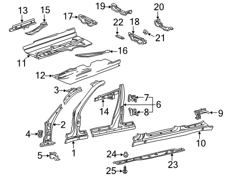 1998 Mercedes-Benz E320 Floor & Rails, Exterior Trim, Uniside, Trim Diagram 1