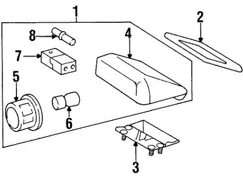 1993 Mercedes-Benz 400SEL High Mount Lamps Diagram