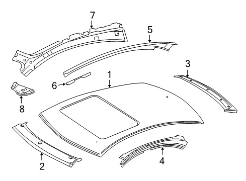 2008 Mercedes-Benz CL600 Roof & Components Diagram