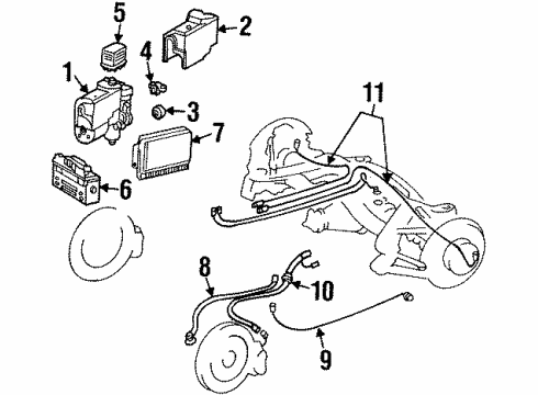 1991 Mercedes-Benz 500SL ABS Components, Electrical Diagram 2