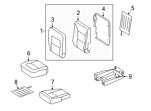 2010 Mercedes-Benz G55 AMG Rear Seat Components Diagram 1