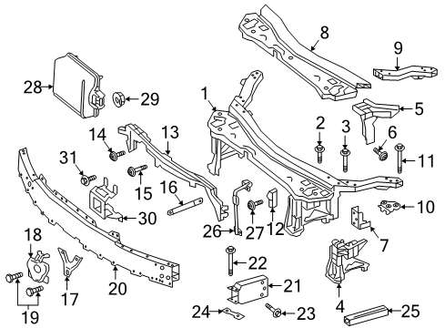 2020 Mercedes-Benz E350 Radiator Support Diagram