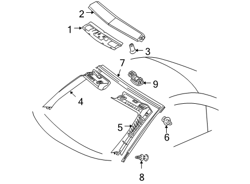 2005 Mercedes-Benz SLK350 Windshield Header & Components Diagram