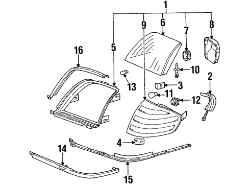 1994 Mercedes-Benz SL600 Headlamps, Headlamp Washers/Wipers, Lighting Diagram