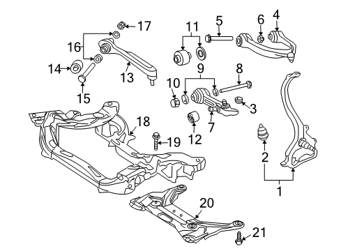 2010 Mercedes-Benz CLS63 AMG Front Suspension, Control Arm Diagram 1