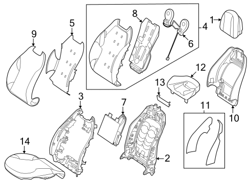 Seat Back Cover Diagram for 294-910-26-02-9E38