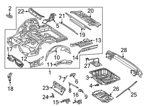 Floor Crossmember Diagram for 213-610-00-14