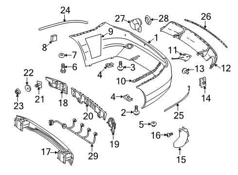 2011 Mercedes-Benz C350 Rear Bumper Diagram