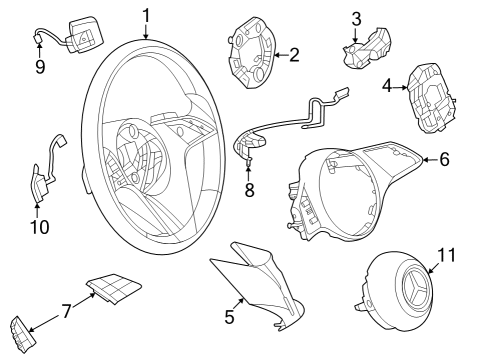 2023 Mercedes-Benz EQE 500 SUV Steering Wheel & Trim Diagram