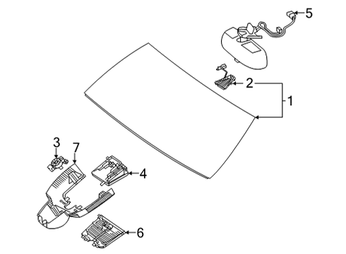 2023 Mercedes-Benz GLE63 AMG S Glass - Windshield Diagram 2