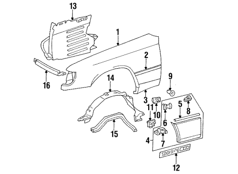 1987 Mercedes-Benz 300TD Fender & Components Diagram