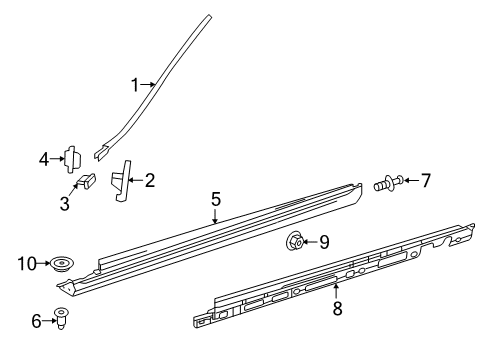 Rocker Molding Diagram for 292-698-02-54