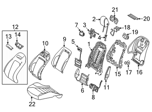 2020 Mercedes-Benz AMG GT 63 S Passenger Seat Components Diagram 3