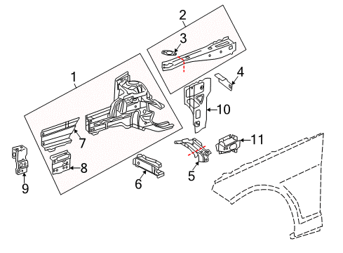 2016 Mercedes-Benz CLS63 AMG S Structural Components & Rails Diagram