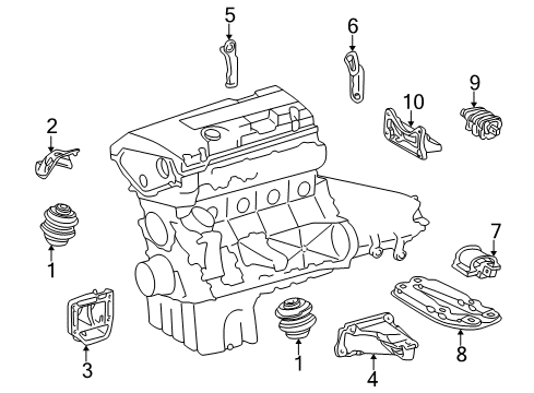 2000 Mercedes-Benz C280 Engine & Trans Mounting Diagram