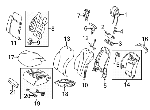 2019 Mercedes-Benz S560 Driver Seat Components Diagram 3