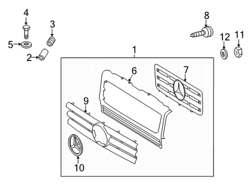 2009 Mercedes-Benz G55 AMG Grille & Components Diagram