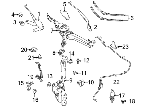 2013 Mercedes-Benz C350 Wiper & Washer Components, Body Diagram 1