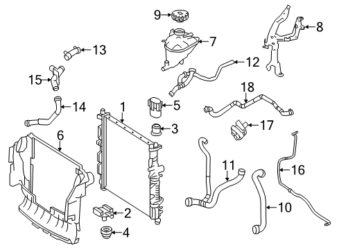 2012 Mercedes-Benz R350 Radiator & Components, Water Pump, Cooling Fan Diagram 2