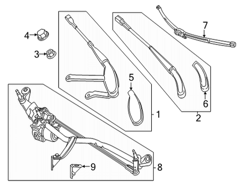 Wiper Arm Cover Diagram for 223-824-08-00