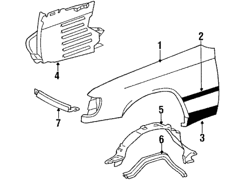 1988 Mercedes-Benz 260E Fender & Components Diagram