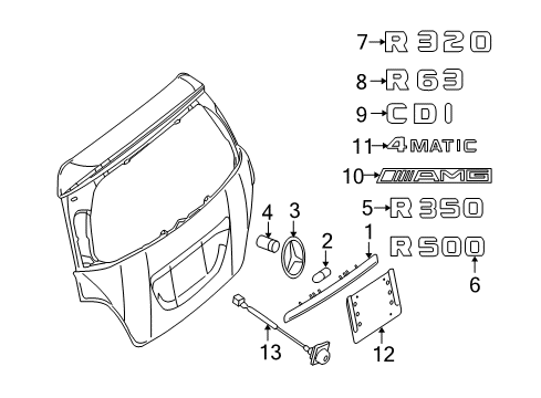 2010 Mercedes-Benz R350 Exterior Trim - Lift Gate Diagram