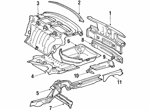 1987 Mercedes-Benz 420SEL Rear Body Diagram