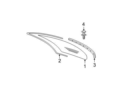 2004 Mercedes-Benz C32 AMG Back Glass, Reveal Moldings Diagram