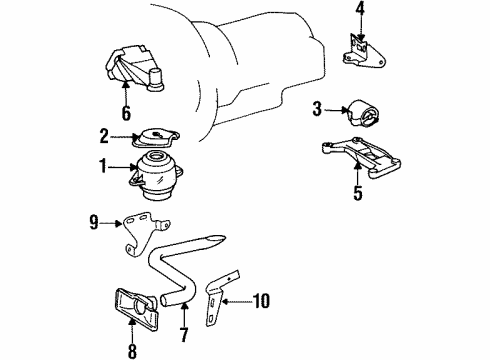 1992 Mercedes-Benz 500E Engine & Trans Mounting Diagram