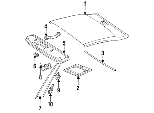 1994 Mercedes-Benz E320 Roof & Trim Diagram 1