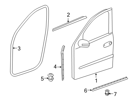 2010 Mercedes-Benz ML450 Front Door, Body Diagram