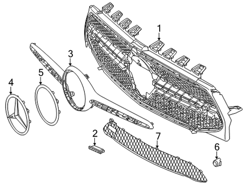 2021 Mercedes-Benz CLA35 AMG Grille & Components Diagram