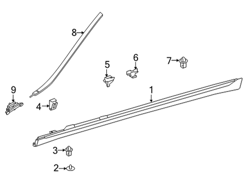 2024 Mercedes-Benz C43 AMG Exterior Trim - Pillars Diagram 2