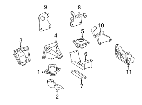 2011 Mercedes-Benz R350 Engine & Trans Mounting Diagram 1