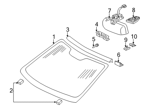 2012 Mercedes-Benz SL63 AMG Windshield Glass Diagram