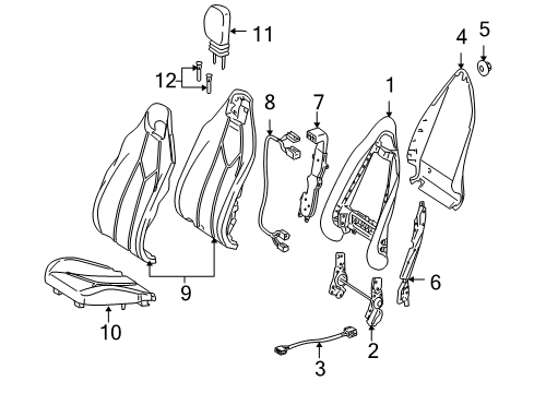 2005 Mercedes-Benz SLK350 Front Seat Components Diagram