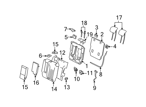 2011 Mercedes-Benz GL350 Rear Seat Components Diagram 2