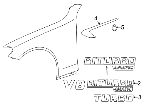 2020 Mercedes-Benz E53 AMG Exterior Trim - Fender Diagram