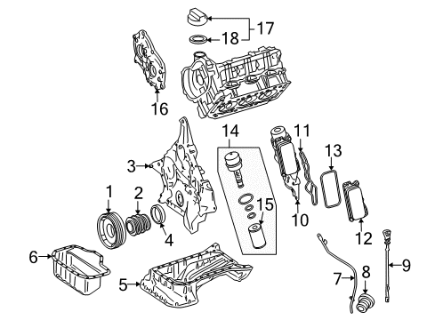 2009 Mercedes-Benz R350 Engine Parts, Mounts, Cylinder Head & Valves, Camshaft & Timing, Variable Valve Timing, Oil Cooler, Oil Pan, Oil Pump, Balance Shafts, Crankshaft & Bearings, Pistons, Rings & Bearings