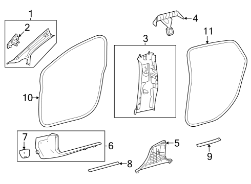 2023 Mercedes-Benz EQE 500 SUV Interior Trim - Pillars Diagram