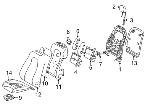 2022 Mercedes-Benz GLB250 Passenger Seat Components Diagram 1