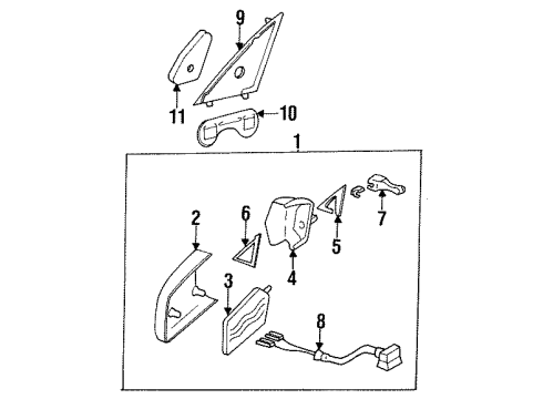 Mirror Assembly Bracket Diagram for 126-725-01-27