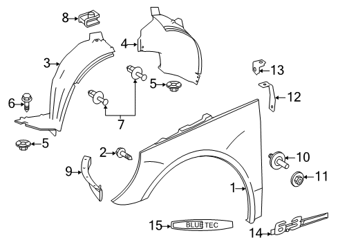 2008 Mercedes-Benz R350 Fender & Components Diagram