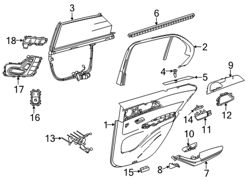 2020 Mercedes-Benz GLE450 Interior Trim - Rear Door Diagram