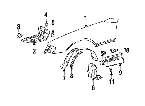 1996 Mercedes-Benz SL600 Fender & Components, Exterior Trim, Body Diagram