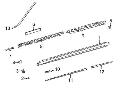 Front Molding Diagram for 223-694-22-01